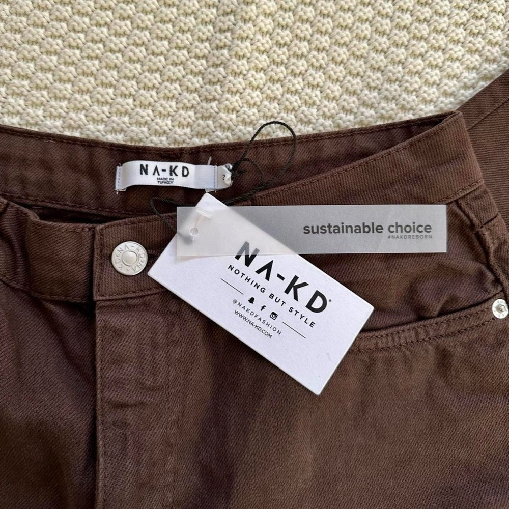 NWT NA-KD Brown Straight Leg Jeans - Picture 7 of 9